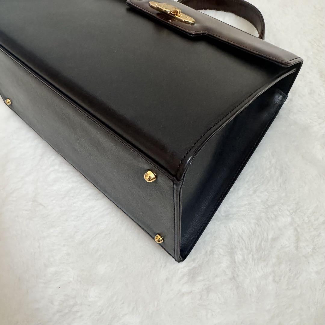 Valentino Garavani Hand Bag Tote Purse Leather Black Authentic