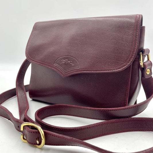 Longchamp Shoulder Bag Purse Leather Authentic