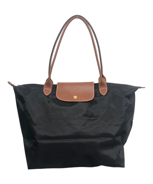 Longchamp Hand Bag Tote Purse Le Pliage Black Brown Authentic
