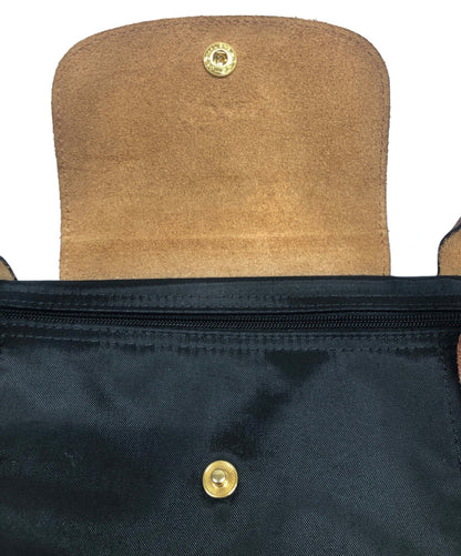 Longchamp Hand Bag Tote Purse Le Pliage Black Brown Authentic