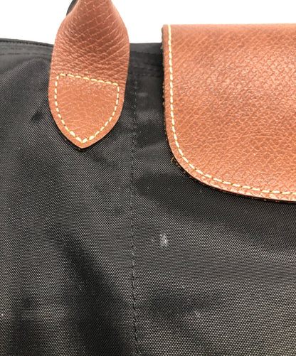 Longchamp Hand Bag Tote Purse Le Pliage Black Brown Authentic