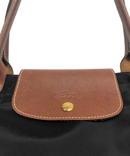 Longchamp Hand Bag Tote Purse Le Pliage Black Brown Authentic