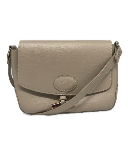Longchamp Shoulder Bag Purse Beige Authentic