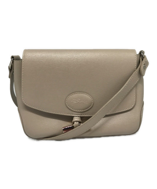 Longchamp Shoulder Bag Purse Beige Authentic