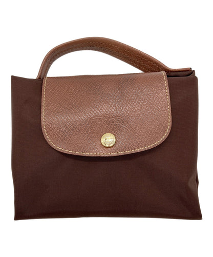 Longchamp Hand Bag Tote Purse Le Pliage Nylon Brown Authentic