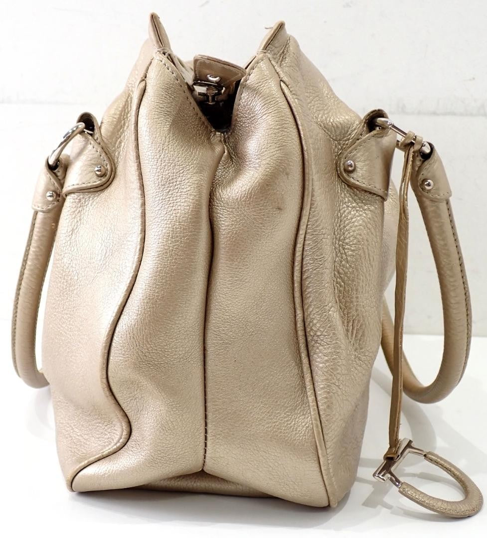 Salvatore Ferragamo Hand Bag Tote Purse Gancini Leather Gold Authentic