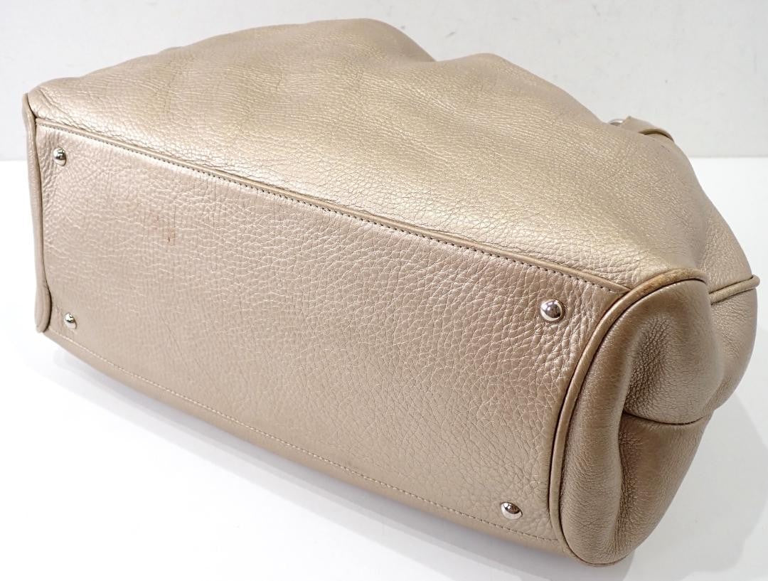 Salvatore Ferragamo Hand Bag Tote Purse Gancini Leather Gold Authentic
