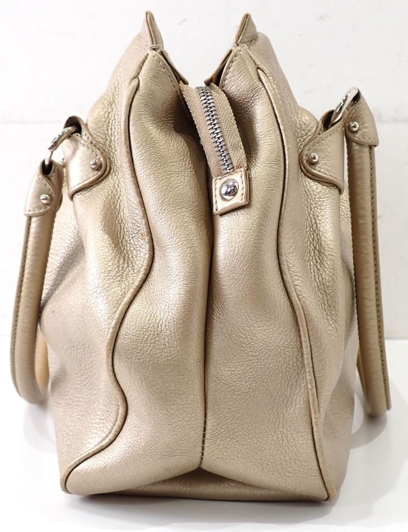 Salvatore Ferragamo Hand Bag Tote Purse Gancini Leather Gold Authentic