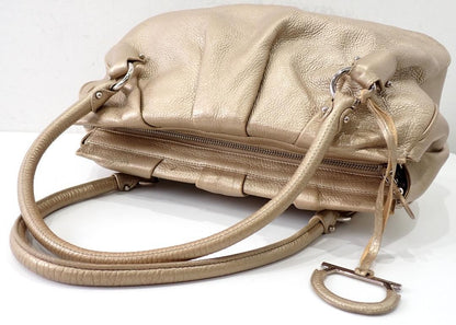 Salvatore Ferragamo Hand Bag Tote Purse Gancini Leather Gold Authentic
