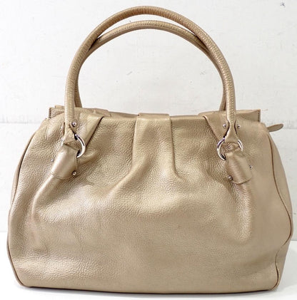Salvatore Ferragamo Hand Bag Tote Purse Gancini Leather Gold Authentic