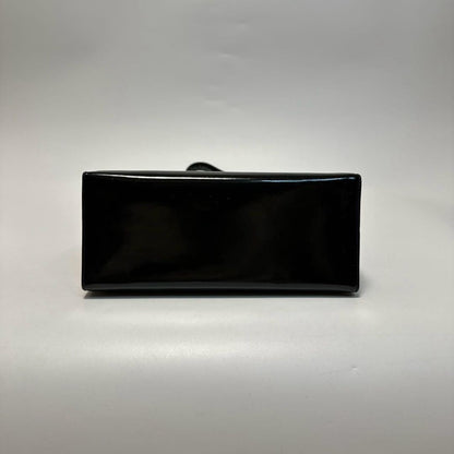 Salvatore Ferragamo Hand Shoulder Bag Purse 2way Gancini Patent Leather Black