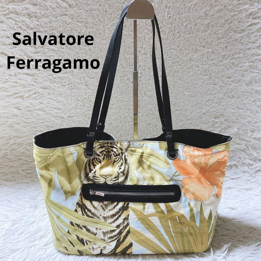 Salvatore Ferragamo Hand Bag Tote Purse Gancini Multicolor Authentic