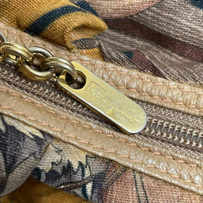 Salvatore Ferragamo Hand Bag Tote Purse Brown Multicolor Authentic