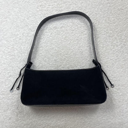 Salvatore Ferragamo Hand Bag Tote Purse Suede Patent Leather Black Authentic
