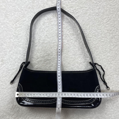 Salvatore Ferragamo Hand Bag Tote Purse Suede Patent Leather Black Authentic
