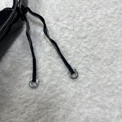 Salvatore Ferragamo Hand Bag Tote Purse Suede Patent Leather Black Authentic