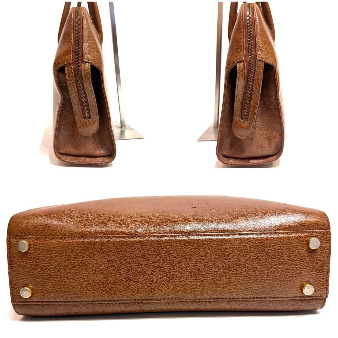 Salvatore Ferragamo Hand Bag Tote Purse Gancini Leather Camel Authentic
