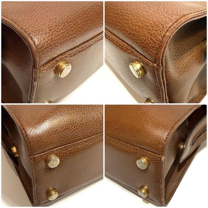 Salvatore Ferragamo Hand Bag Tote Purse Gancini Leather Camel Authentic
