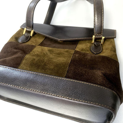 Salvatore Ferragamo Hand Shoulder Bag Purse 2way Gancini Suede Leather Brown