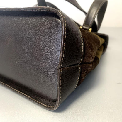 Salvatore Ferragamo Hand Shoulder Bag Purse 2way Gancini Suede Leather Brown