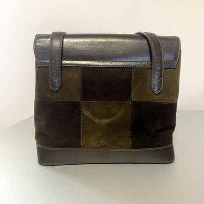 Salvatore Ferragamo Hand Shoulder Bag Purse 2way Gancini Suede Leather Brown