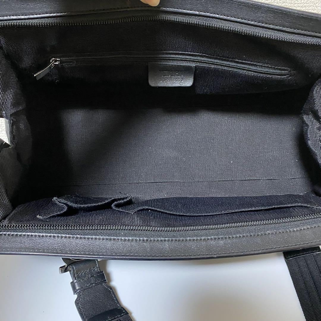 Salvatore Ferragamo Hand Bag Tote Purse Mini Boston Gancini Leather Canvas Black