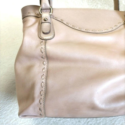 Salvatore Ferragamo Hand Bag Tote Purse Gancini Leather Pink Beige Authentic