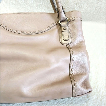 Salvatore Ferragamo Hand Bag Tote Purse Gancini Leather Pink Beige Authentic
