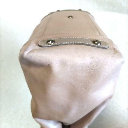 Salvatore Ferragamo Hand Bag Tote Purse Gancini Leather Pink Beige Authentic