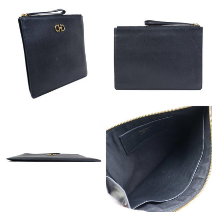 Salvatore Ferragamo Clutch Bag Second Bag Gancini Leather Black Authentic
