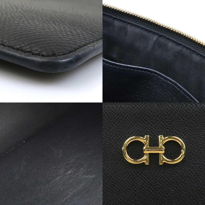 Salvatore Ferragamo Clutch Bag Second Bag Gancini Leather Black Authentic