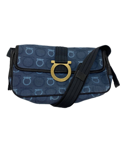 Salvatore Ferragamo Shoulder Bag Purse Gancini Blue Authentic