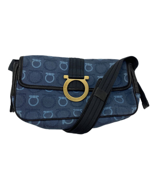 Salvatore Ferragamo Shoulder Bag Purse Gancini Blue Authentic
