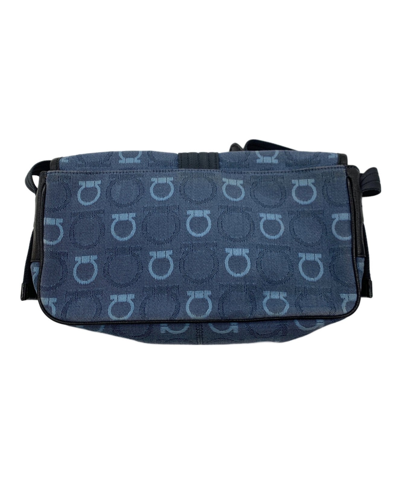 Salvatore Ferragamo Shoulder Bag Purse Gancini Blue Authentic