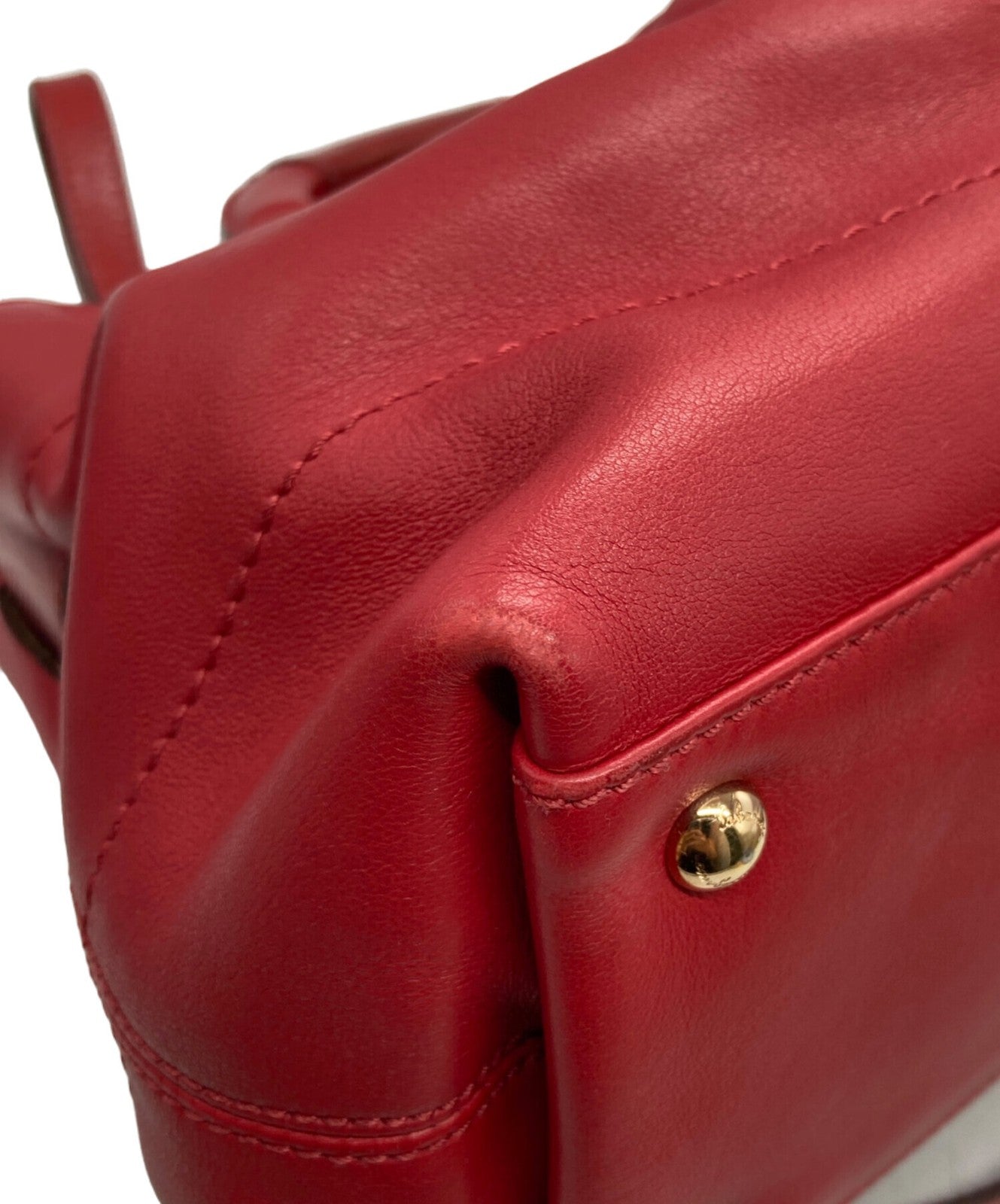 Salvatore Ferragamo Hand Shoulder Bag Tote Purse 2way Gancini Red Authentic