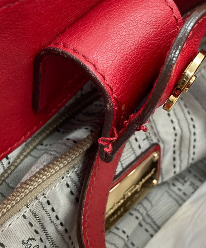 Salvatore Ferragamo Hand Shoulder Bag Tote Purse 2way Gancini Red Authentic