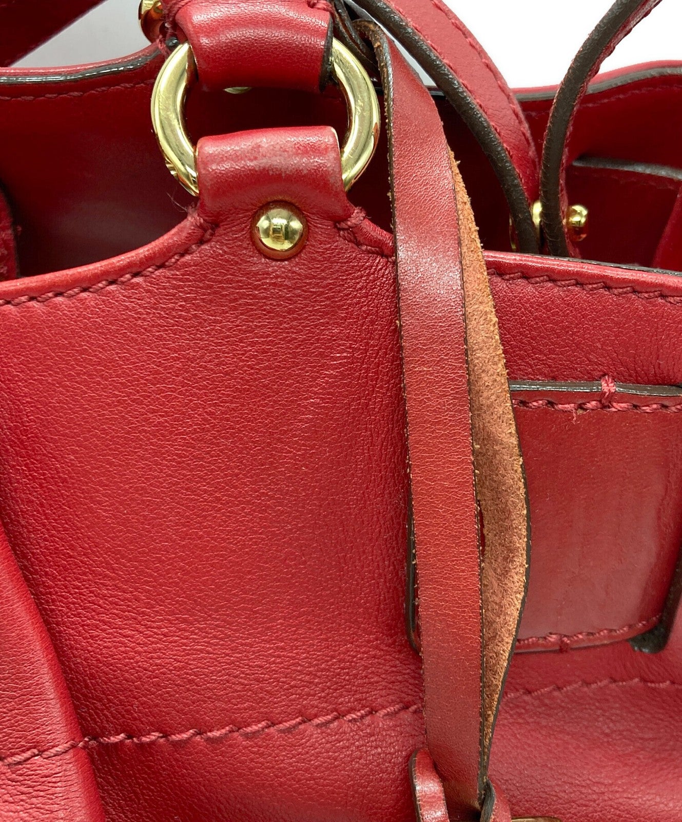 Salvatore Ferragamo Hand Shoulder Bag Tote Purse 2way Gancini Red Authentic