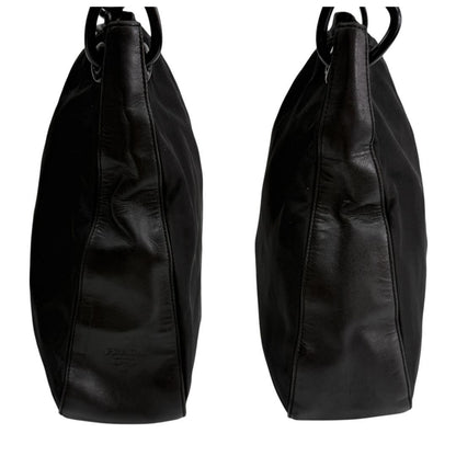 PRADA Shoulder Bag Purse Plastic Chain Nylon Leather Black Authentic