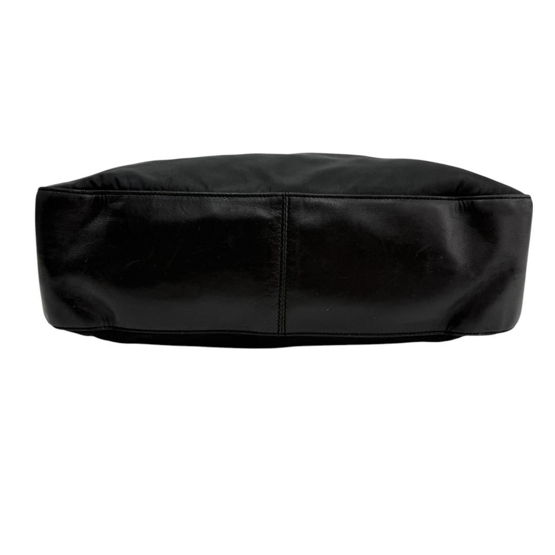 PRADA Shoulder Bag Purse Plastic Chain Nylon Leather Black Authentic