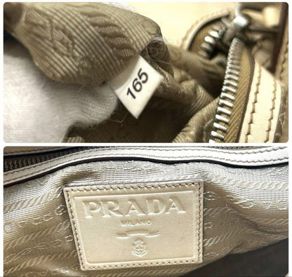 PRADA Shoulder Bag Purse Canapa Canvas Leather Authentic