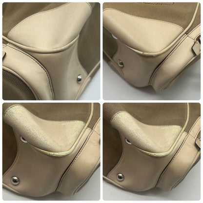 PRADA Shoulder Bag Purse Canapa Canvas Leather Authentic