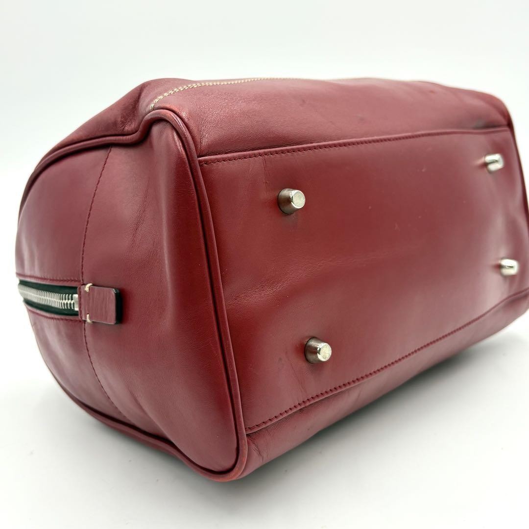 PRADA Hand Bag Tote Purse Mini Boston Bag 2way Leather Red Authentic