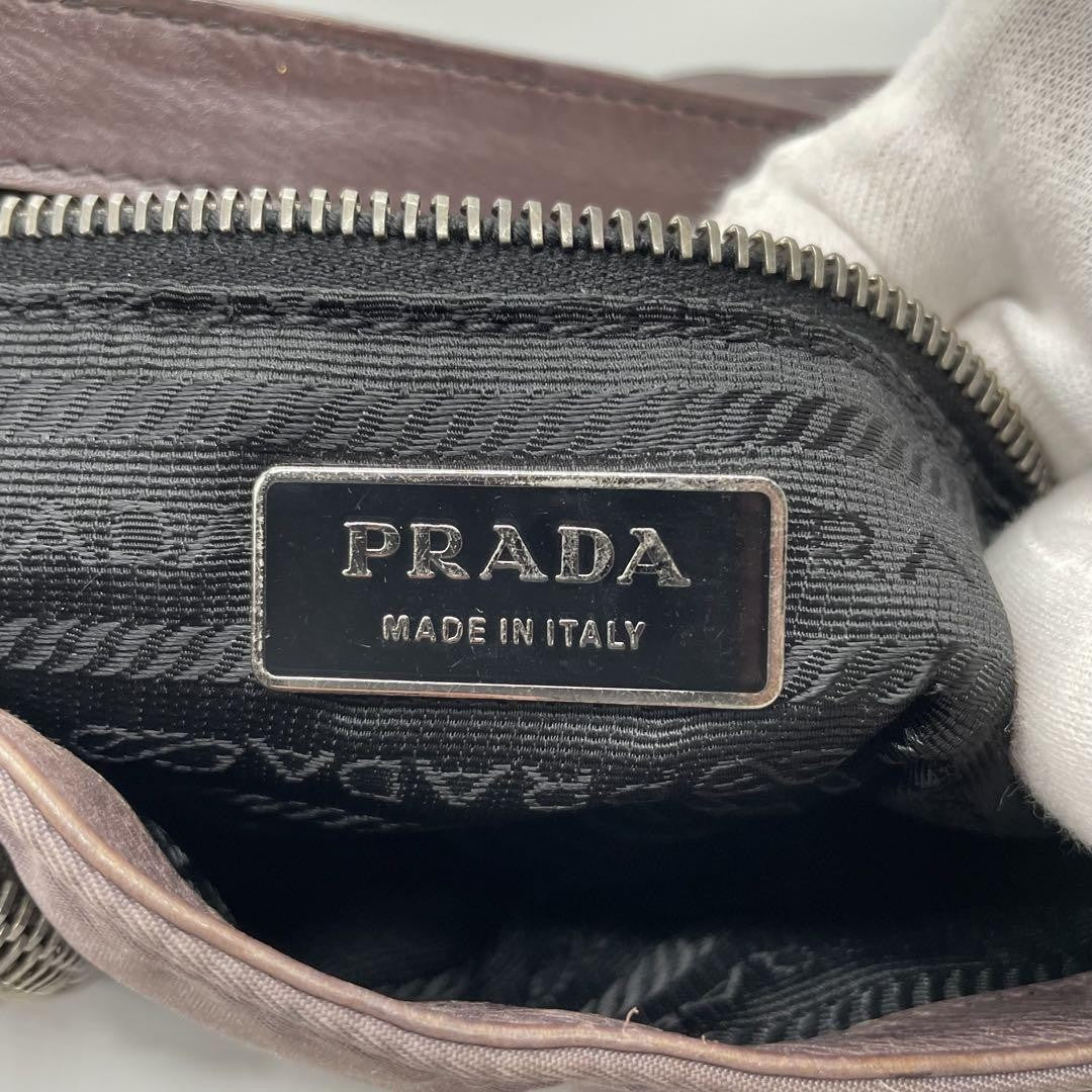 PRADA Hand Bag Tote Purse Logo Nylon Leather SANDALO Authentic