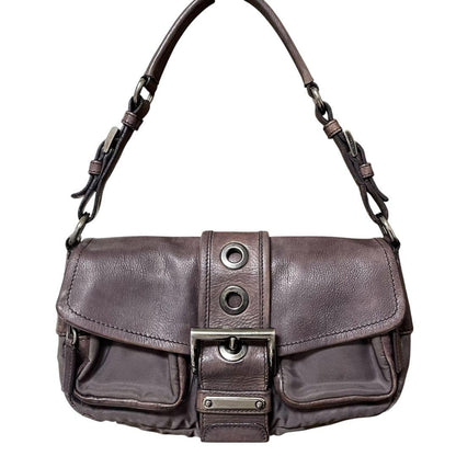 PRADA Hand Bag Tote Purse Logo Nylon Leather SANDALO Authentic