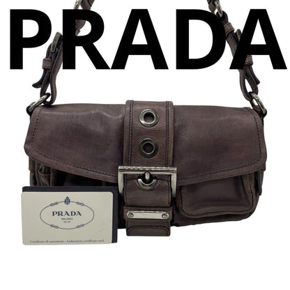 PRADA Hand Bag Tote Purse Logo Nylon Leather SANDALO Authentic