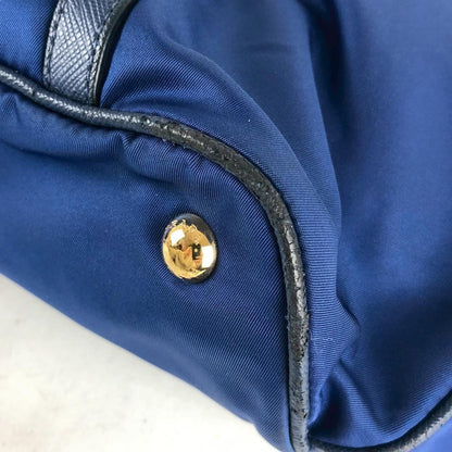 PRADA Hand Bag Tote Purse Nylon Blue Authentic
