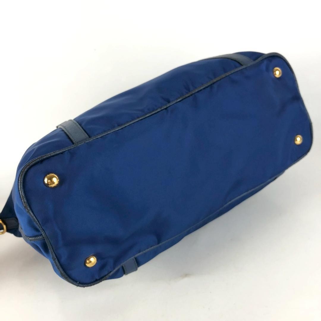 PRADA Hand Bag Tote Purse Nylon Blue Authentic