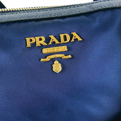 PRADA Hand Bag Tote Purse Nylon Blue Authentic