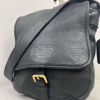 PRADA Shoulder Bag Purse Leather Black Authentic