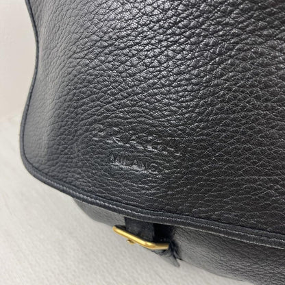 PRADA Shoulder Bag Purse Leather Black Authentic